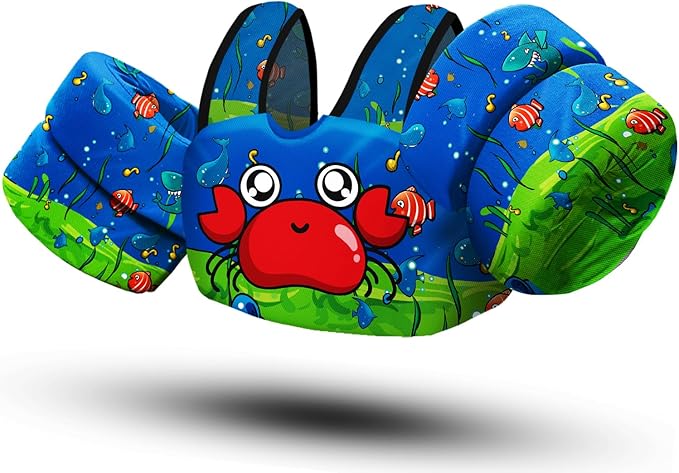 Chriffer Kids Swim Vest Life Jacket for 22-66 Pounds Boys and Girls,for 2-7 Years Old Baby,Blue-Green