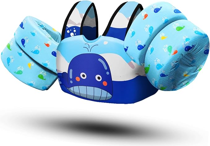 Chriffer Kids Swim Vest Life Jacket for 22-66 Pounds Boys and Girls,for 2-7 Years Old Baby，Blue-White